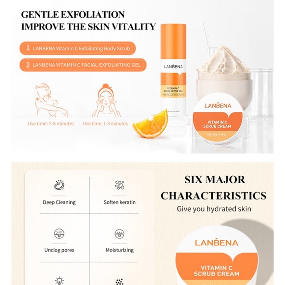 NIB LANBENA Vitamin C Scrub Cream and Vitamin C Exfoliator Gel - Picture 3 of 9